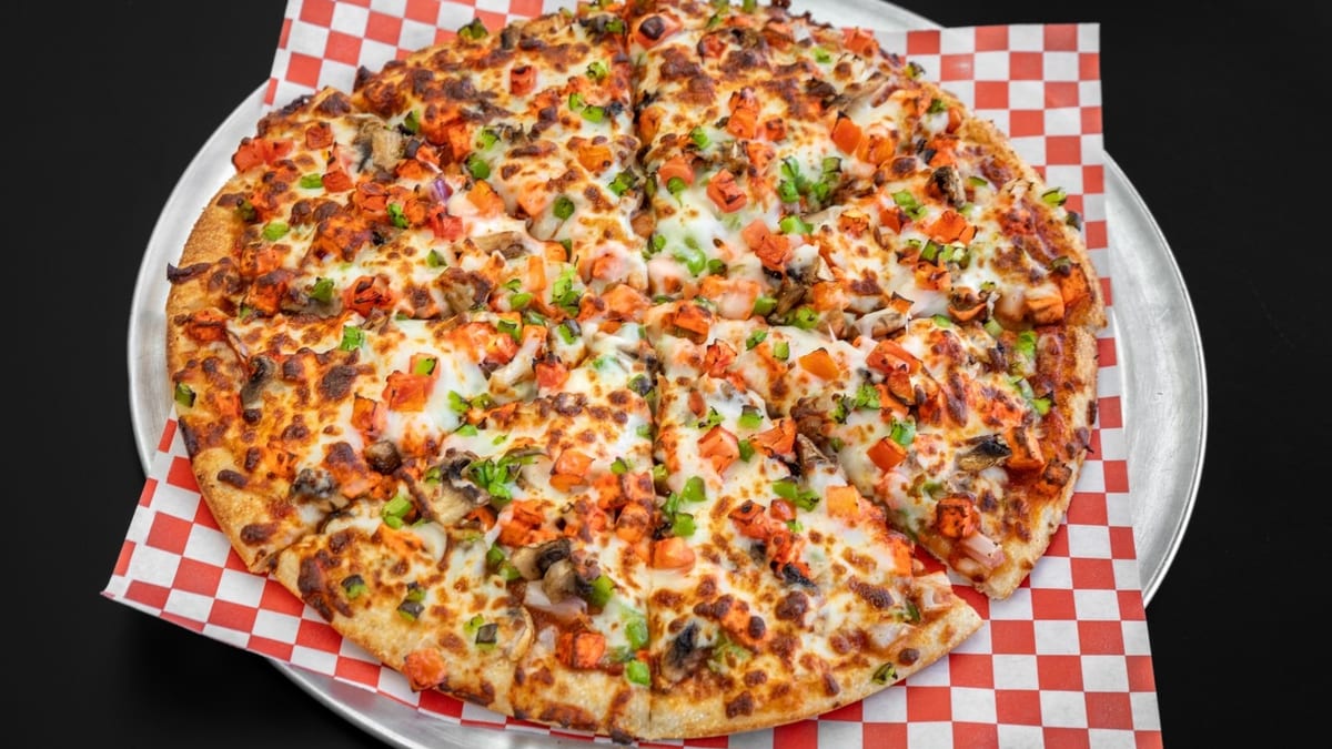 13+ vegetarian options, gluten-free crust available